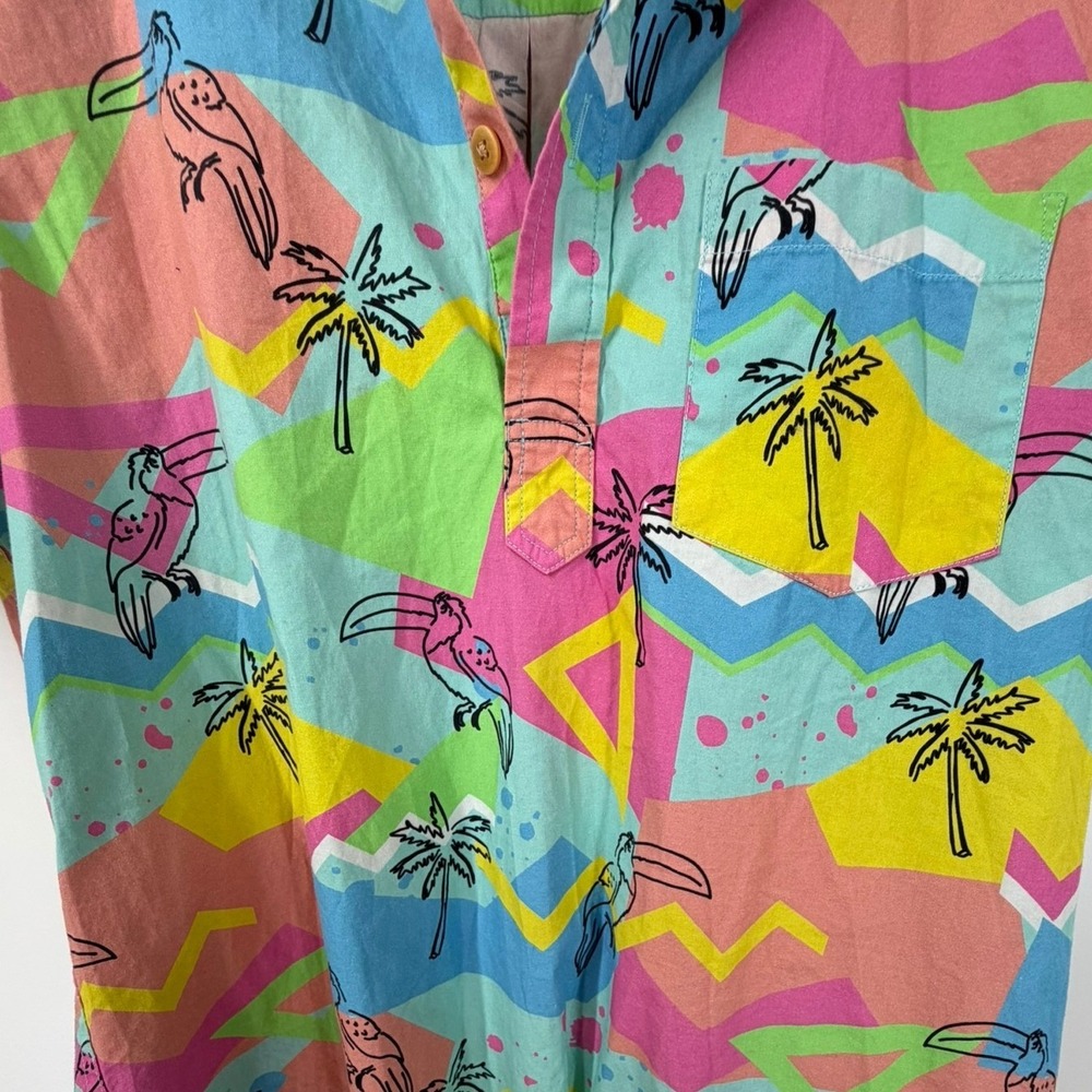 Chubbies The Nutter Mens Small Short Sleeve Tropical Toucan Popover Cotton Shirt - Picture 5 of 7